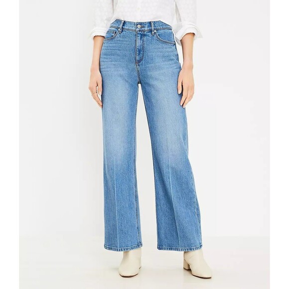 LOFT The Wide Leg High Rise Regular Petite Jeans Size 31 NWT!!! - Picture 1 of 7